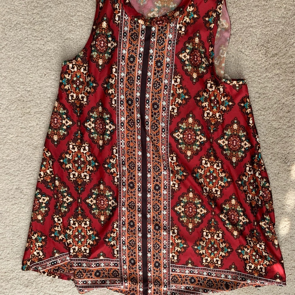 A Byer Girls Medium Red pattern trendy TOP BLOUSE